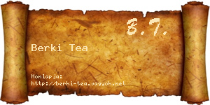 Berki Tea névjegykártya
